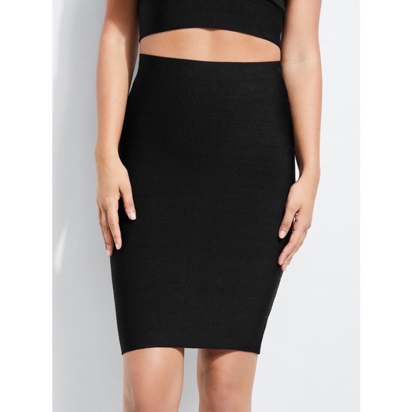 NWOT GUESS Mirage Bandage Pencil Skirt Black Zipper - Picture 7 of 9